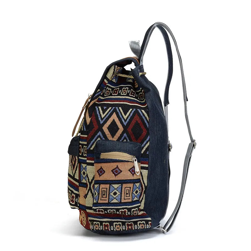 Bohemian Aztec-inspirierter Canvas-Rucksack