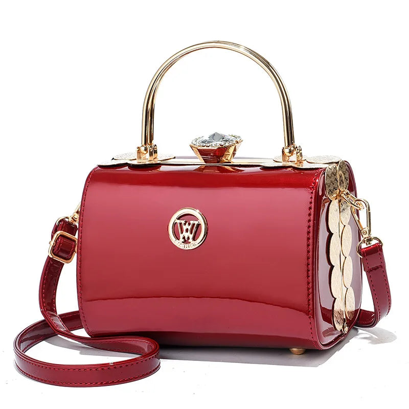 Elegante kleine quadratische Handtasche aus hellem Leder - Hochwertige Damen-Umhängetasche