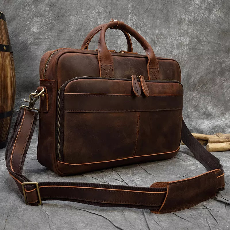 Klassische Laptop-Aktentasche aus Leder – professionell und vielseitig