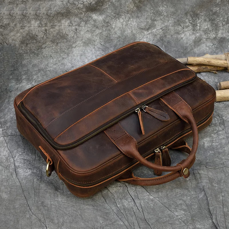 Klassische Laptop-Aktentasche aus Leder – professionell und vielseitig