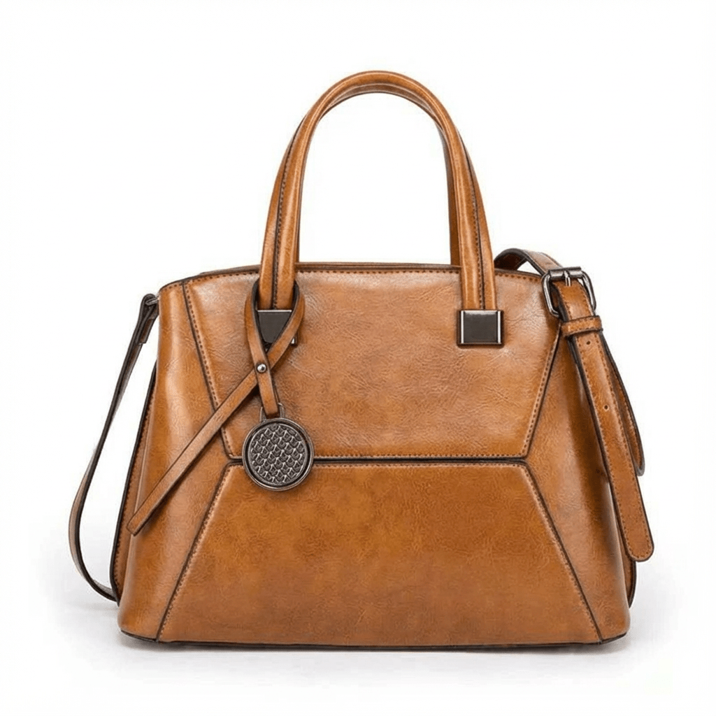 Luxury Split Leather Tote Bag on the white background