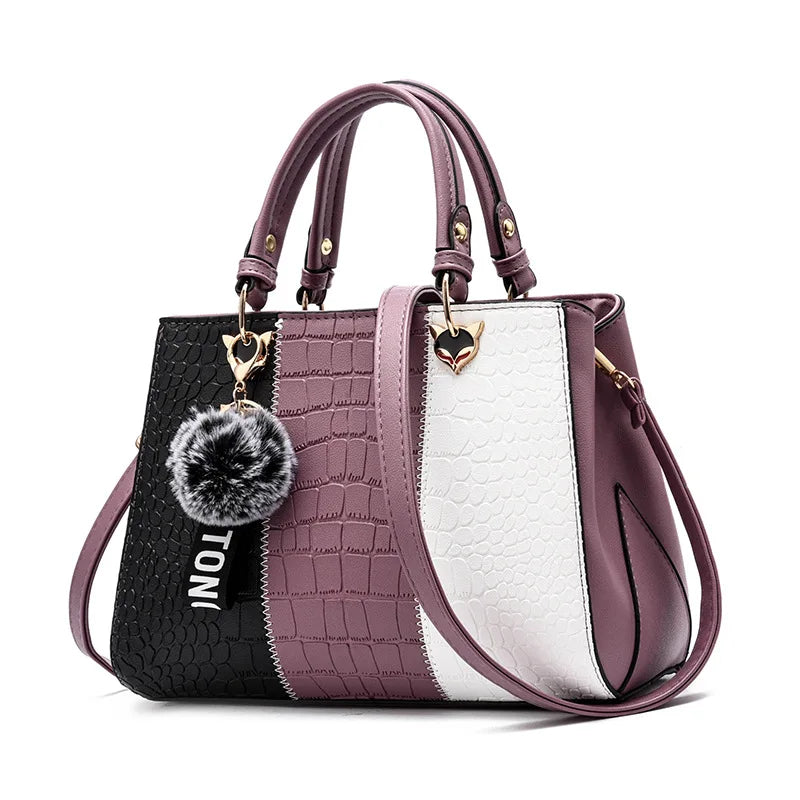 Newposs Bold Patchwork Tote: Textured Elegance