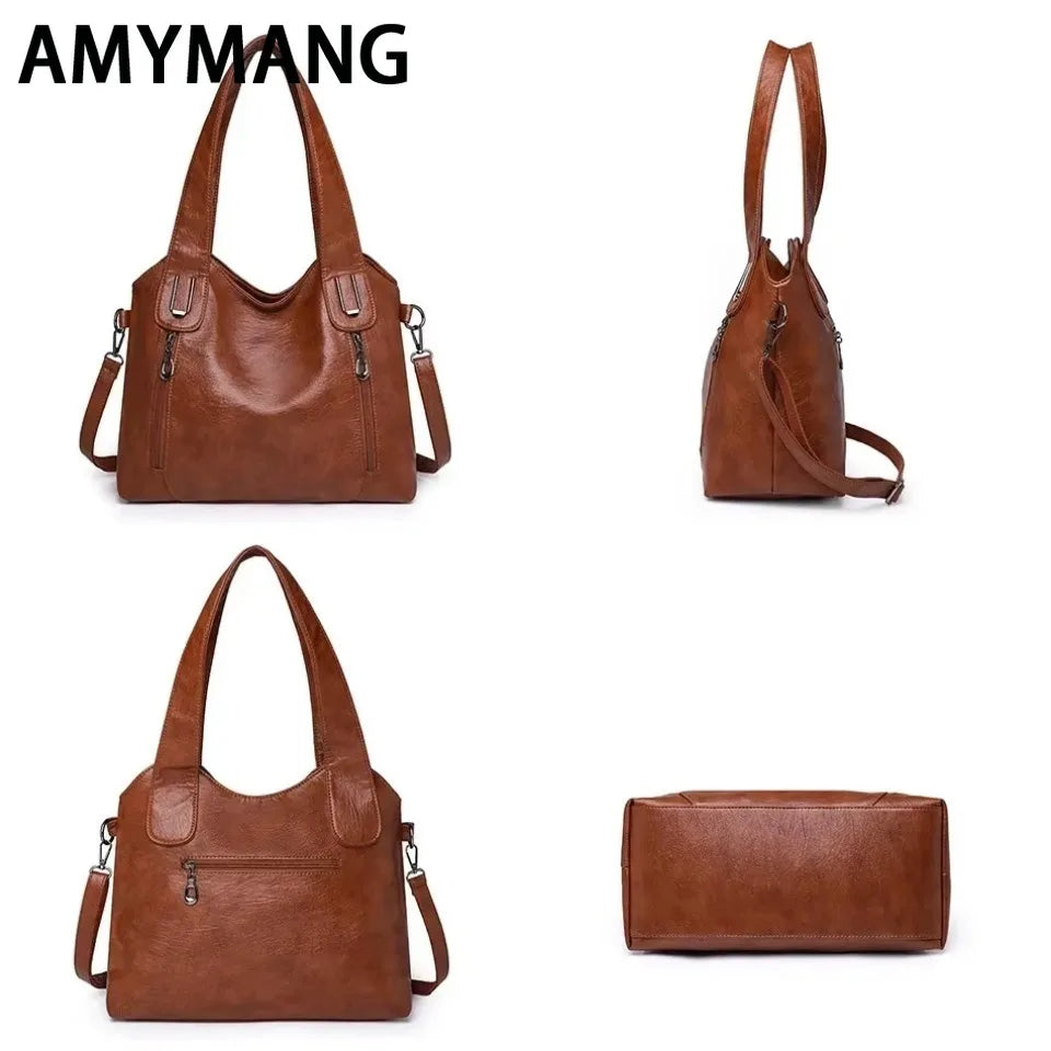 Weiche Leder-Einkaufstasche – Stilvolle, lässige Schulterhandtasche