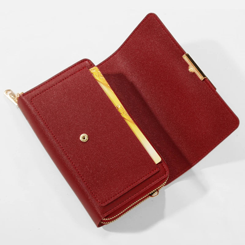 Sleek Maroon Multi-Pocket Crossbody Bag