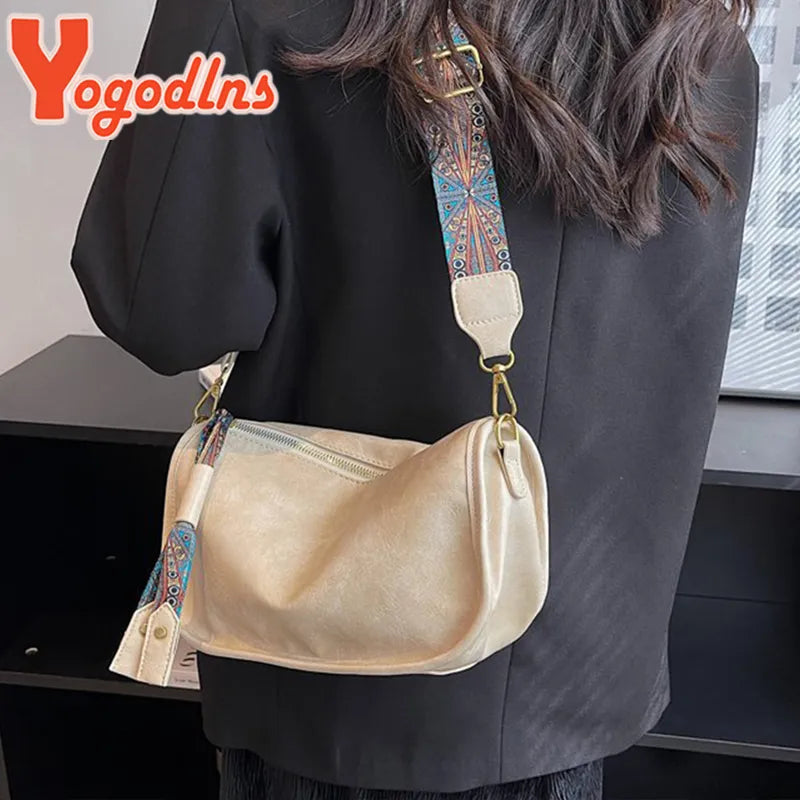 Retro-Chic PU-Leder-Kissen-Umhängetasche