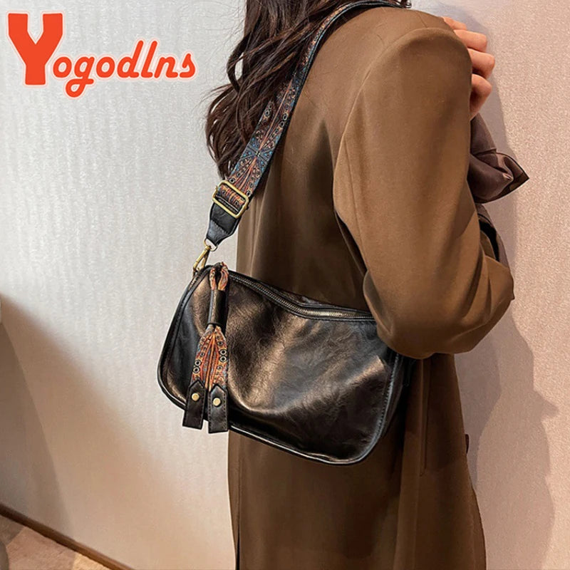 Retro-Chic PU-Leder-Kissen-Umhängetasche