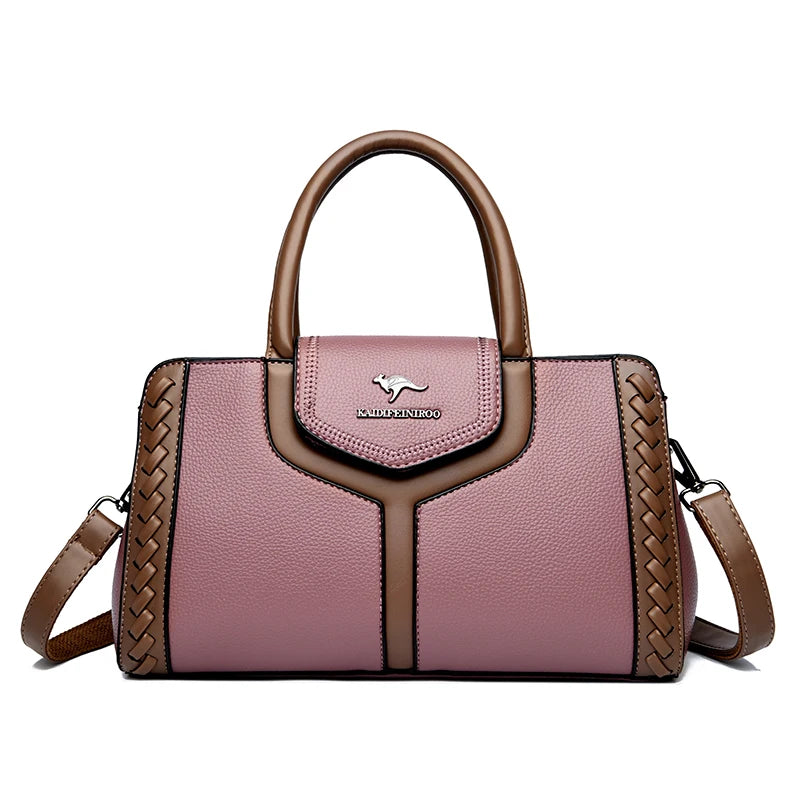 Handtasche aus Leder im Color-Block-Design – Große Umhängetasche für Damen