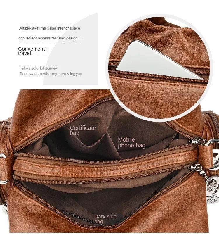 Designer PU Leather Shoulder Bag – Large Capacity Crossbody Handbag for Women