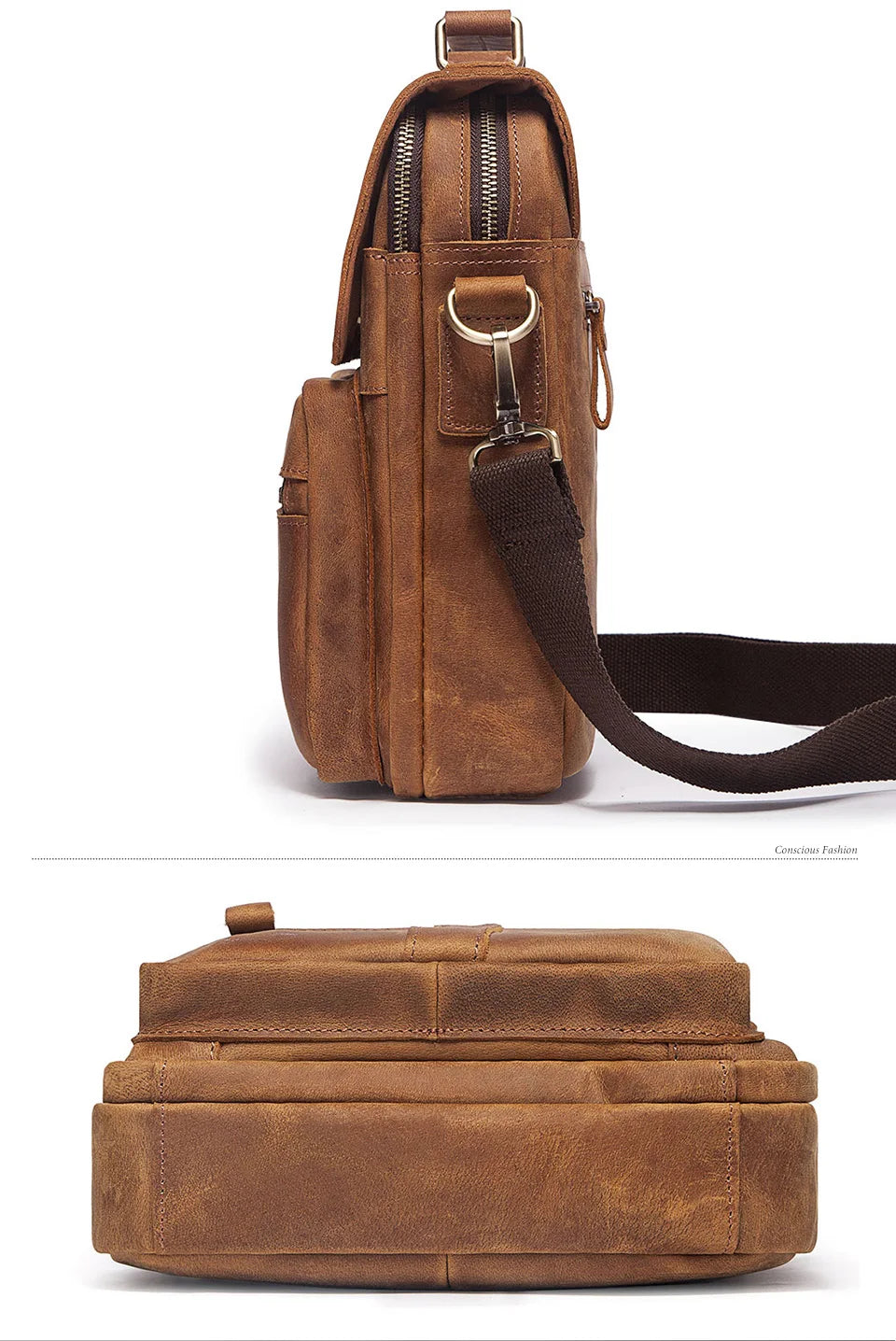 HUMERPAUL Genuine Leather Men's Shoulder Bag Luxury Work Business Messenger Bags Fashion Male Crossbody with Adjustable Straps