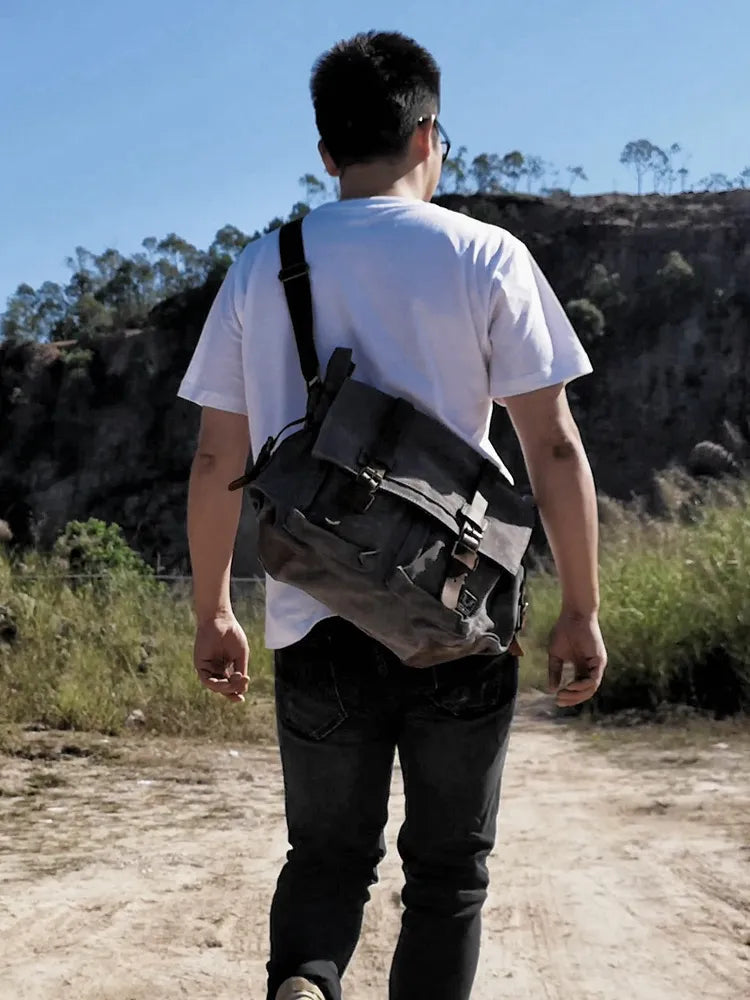 Vintage Canvas Leder Messenger Bag