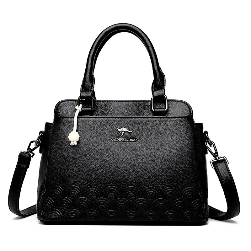 Luxuriöse Umhängetasche aus weichem Leder – Schulterhandtasche mit großem Fassungsvermögen