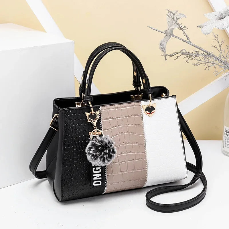 Newposs Bold Patchwork Tote: Textured Elegance