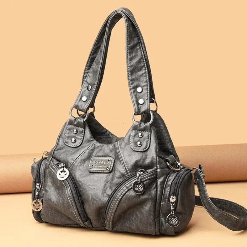 Designer PU Leather Shoulder Bag – Large Capacity Crossbody Handbag for Women