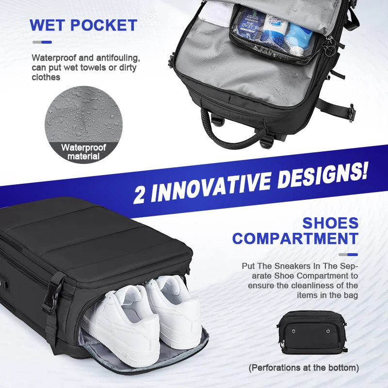 Von Fluggesellschaften zugelassener Wanderrucksack – Wasserdichter Laptop-Reiserucksack