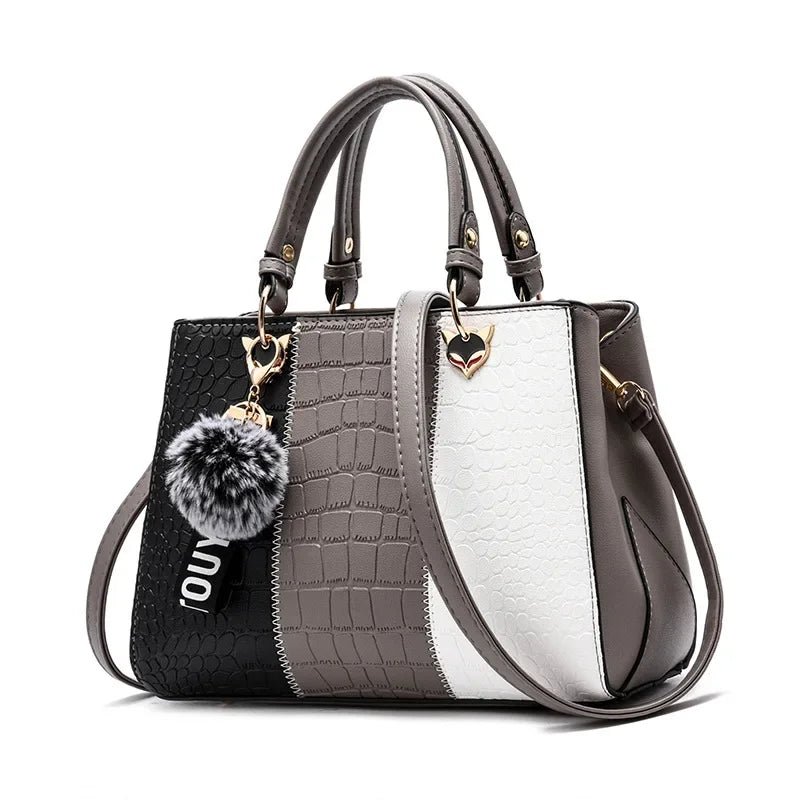 Newposs Bold Patchwork Tote: Textured Elegance