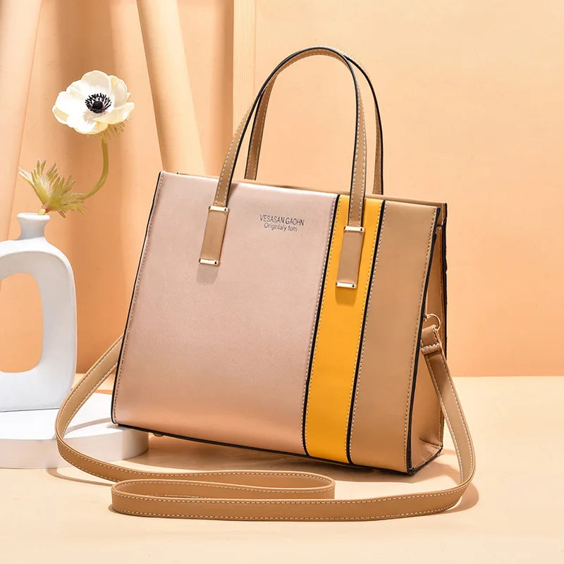 Contemporary Patchwork Leather Tote