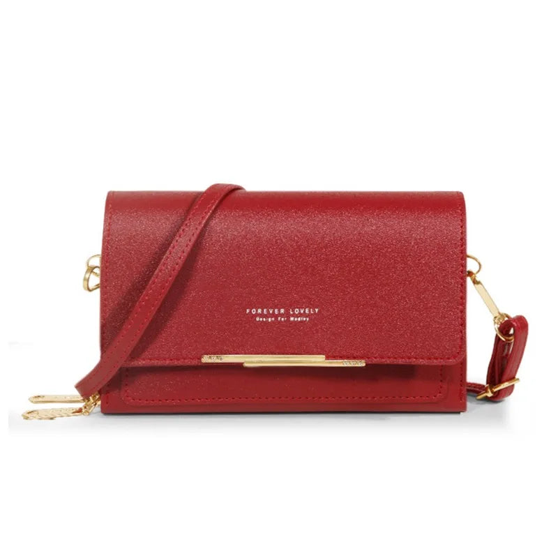 Sleek Maroon Multi-Pocket Crossbody Bag