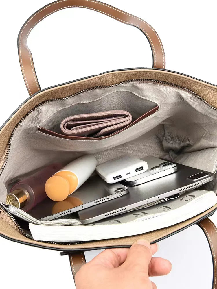 Genuine Leather Tote Bag – Large Capacity Shoulder Shopper