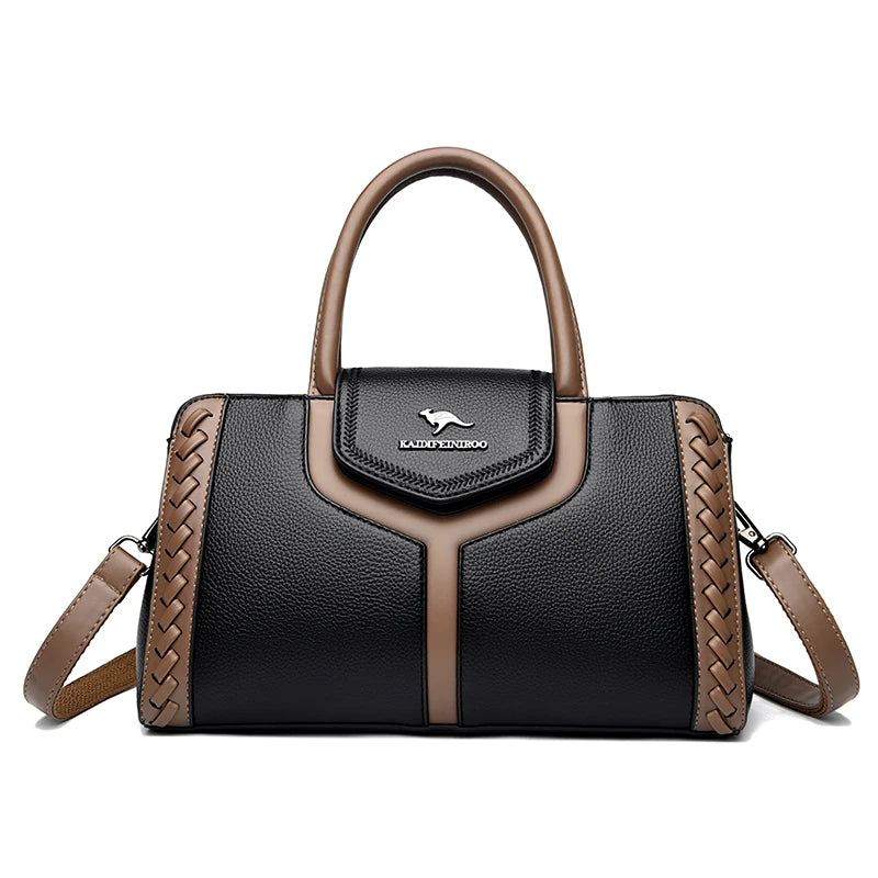 Handtasche aus Leder im Color-Block-Design – Große Umhängetasche für Damen