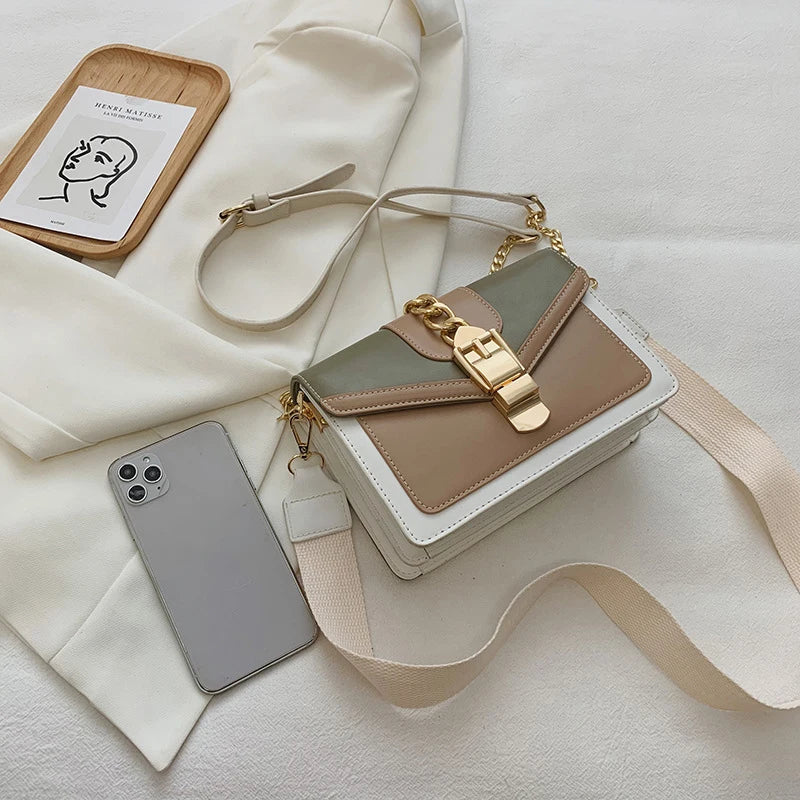 Contemporary Two-Tone Chain Crossbody Bag
