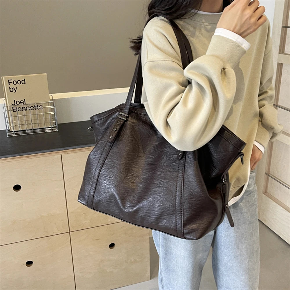 Luxury Large Tote Bag for Women – Soft PU Leather Shoulder Handbag with Spacious Interior & Elegant Design