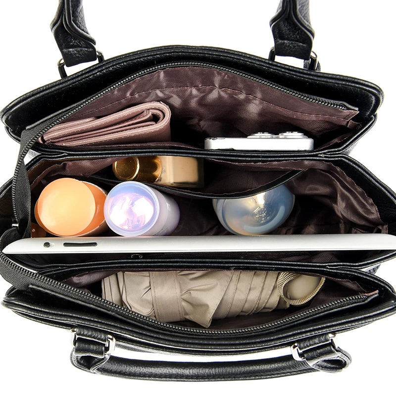 Luxuriöse Umhängetasche aus weichem Leder – Schulterhandtasche mit großem Fassungsvermögen