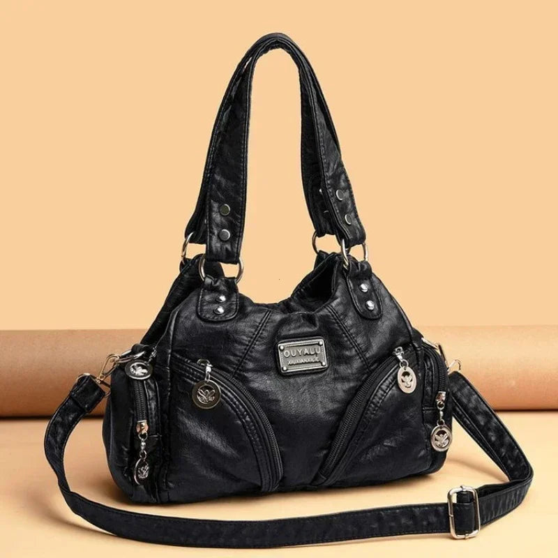 Designer PU Leather Shoulder Bag – Large Capacity Crossbody Handbag for Women