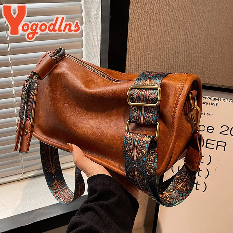 Retro-Chic PU-Leder-Kissen-Umhängetasche