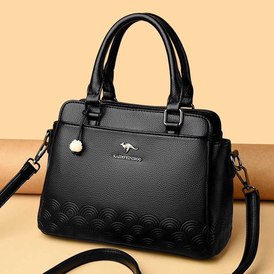 Luxuriöse Umhängetasche aus weichem Leder – Schulterhandtasche mit großem Fassungsvermögen