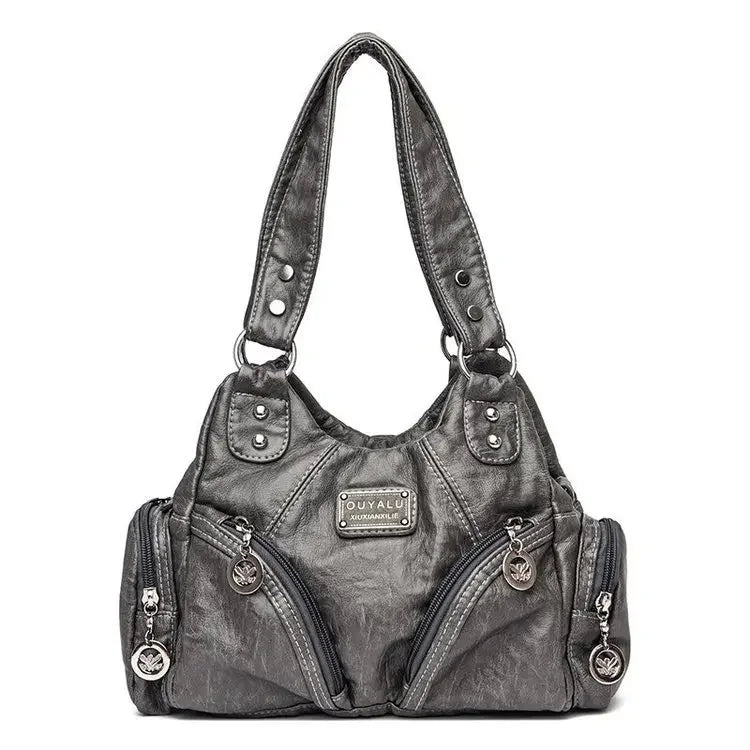 Designer PU Leather Shoulder Bag – Large Capacity Crossbody Handbag for Women