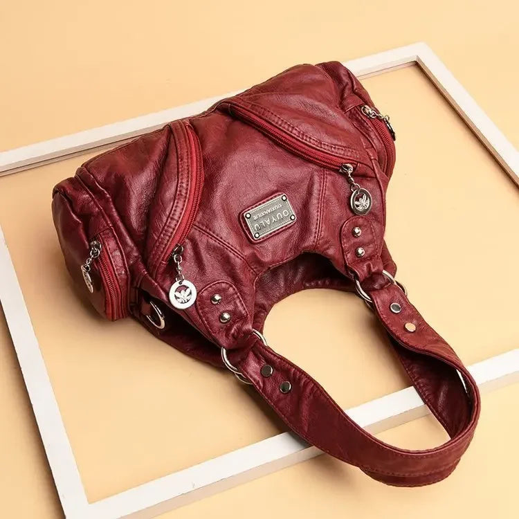 Designer PU Leather Shoulder Bag – Large Capacity Crossbody Handbag for Women