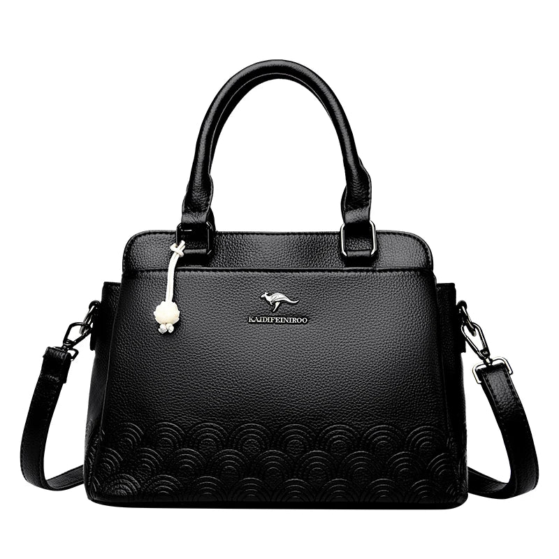 Luxuriöse Umhängetasche aus weichem Leder – Schulterhandtasche mit großem Fassungsvermögen