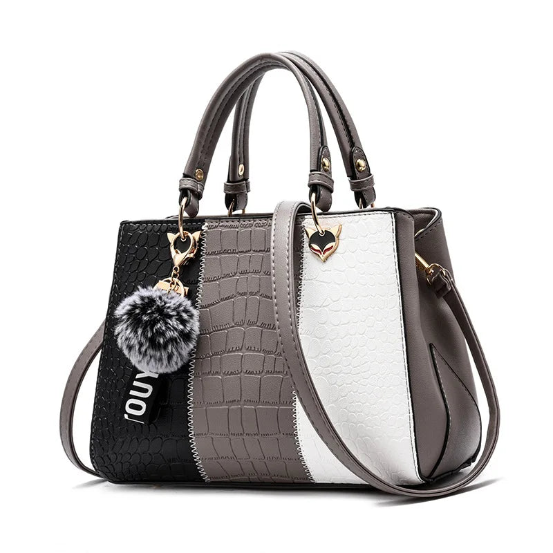Newposs Bold Patchwork Tote: Textured Elegance