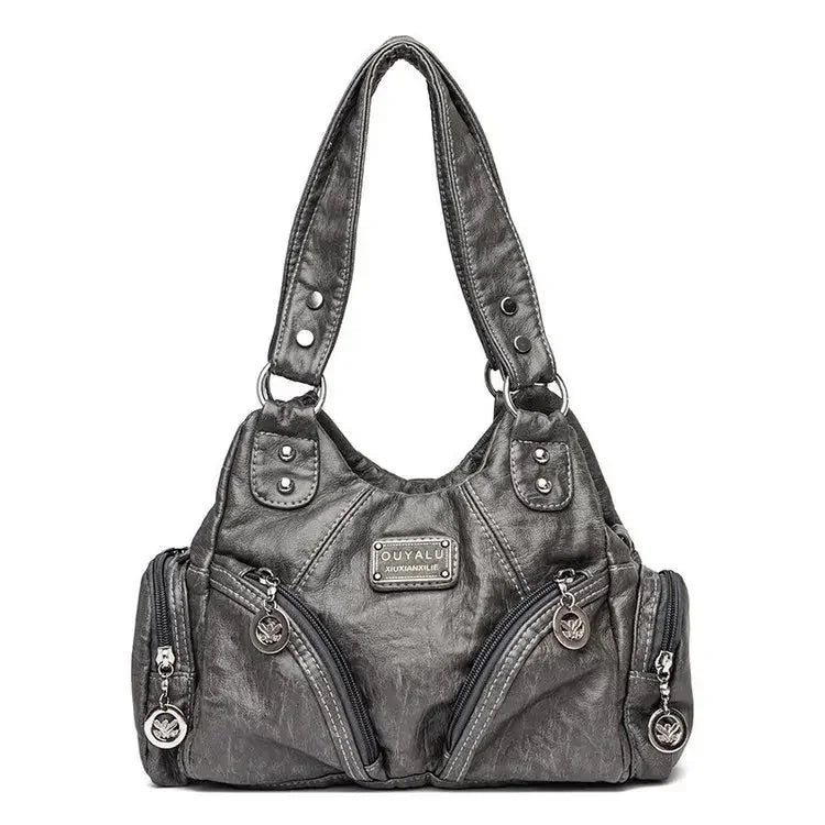 Designer PU Leather Shoulder Bag – Large Capacity Crossbody Handbag for Women