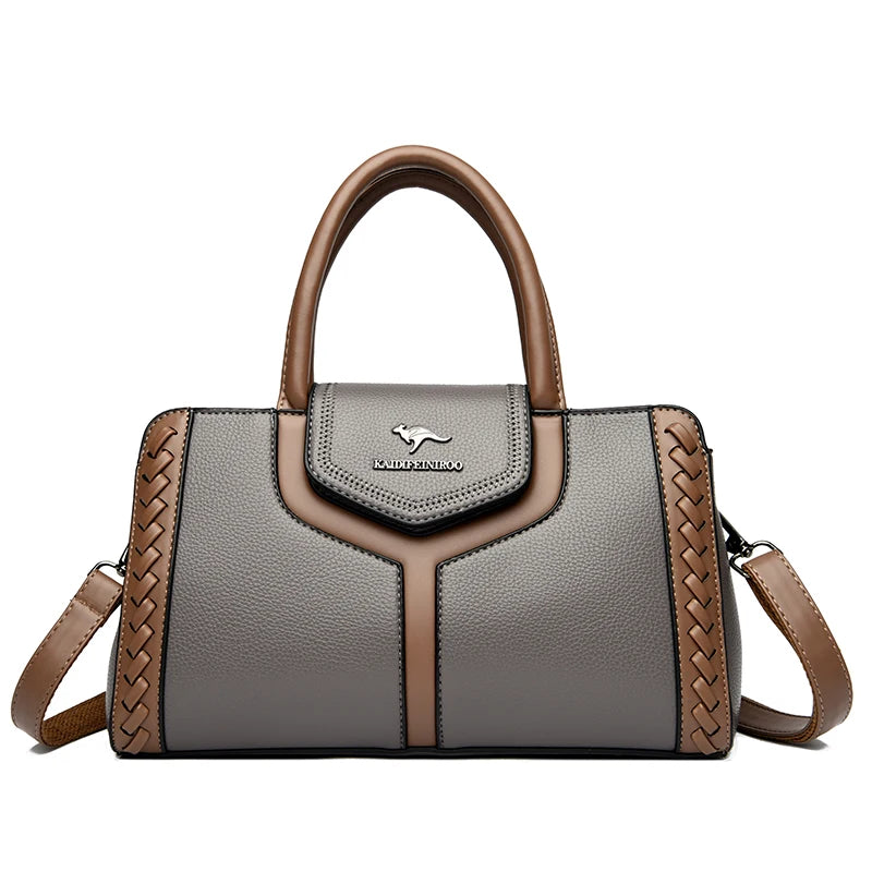 Handtasche aus Leder im Color-Block-Design – Große Umhängetasche für Damen