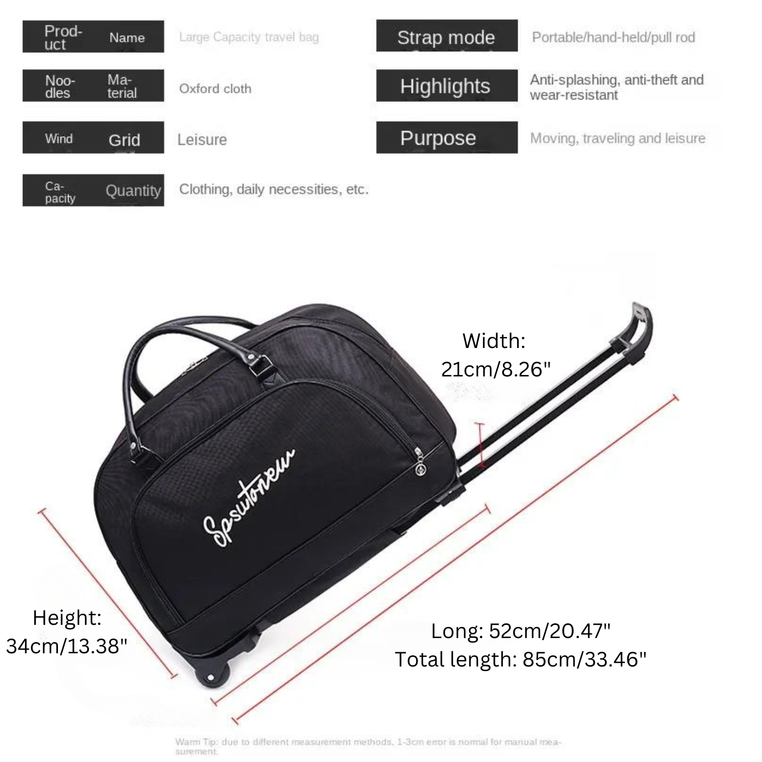 Blush Voyager: Schicke Trolley-Reisetasche mit praktischen Rollen