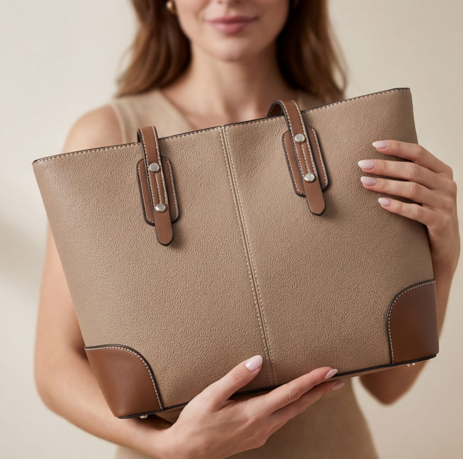 Genuine Leather Tote Bag – Large Capacity Shoulder Shopper