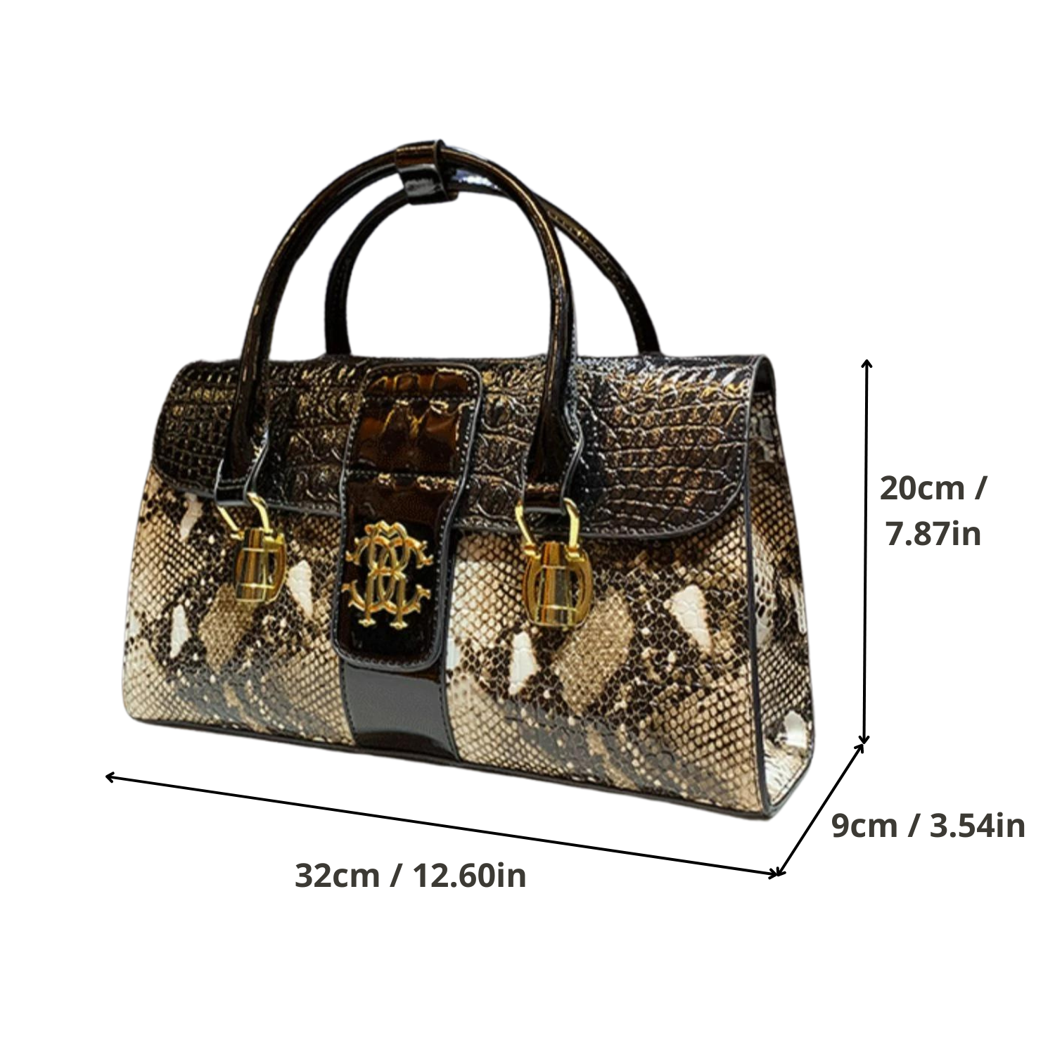 Serpentine Leather Statement Handbag