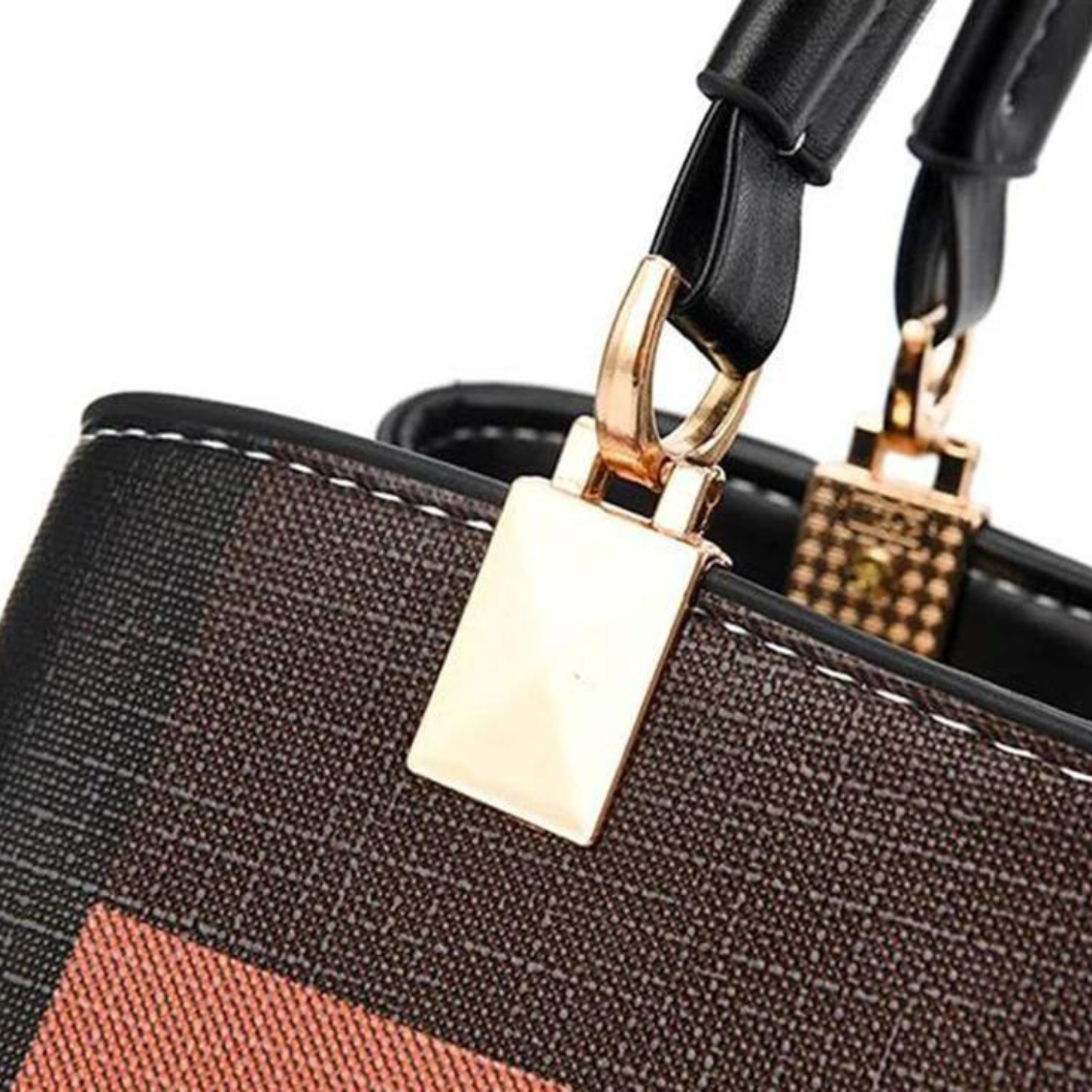 Elegant Plaid Tote Bag with Charm Accents