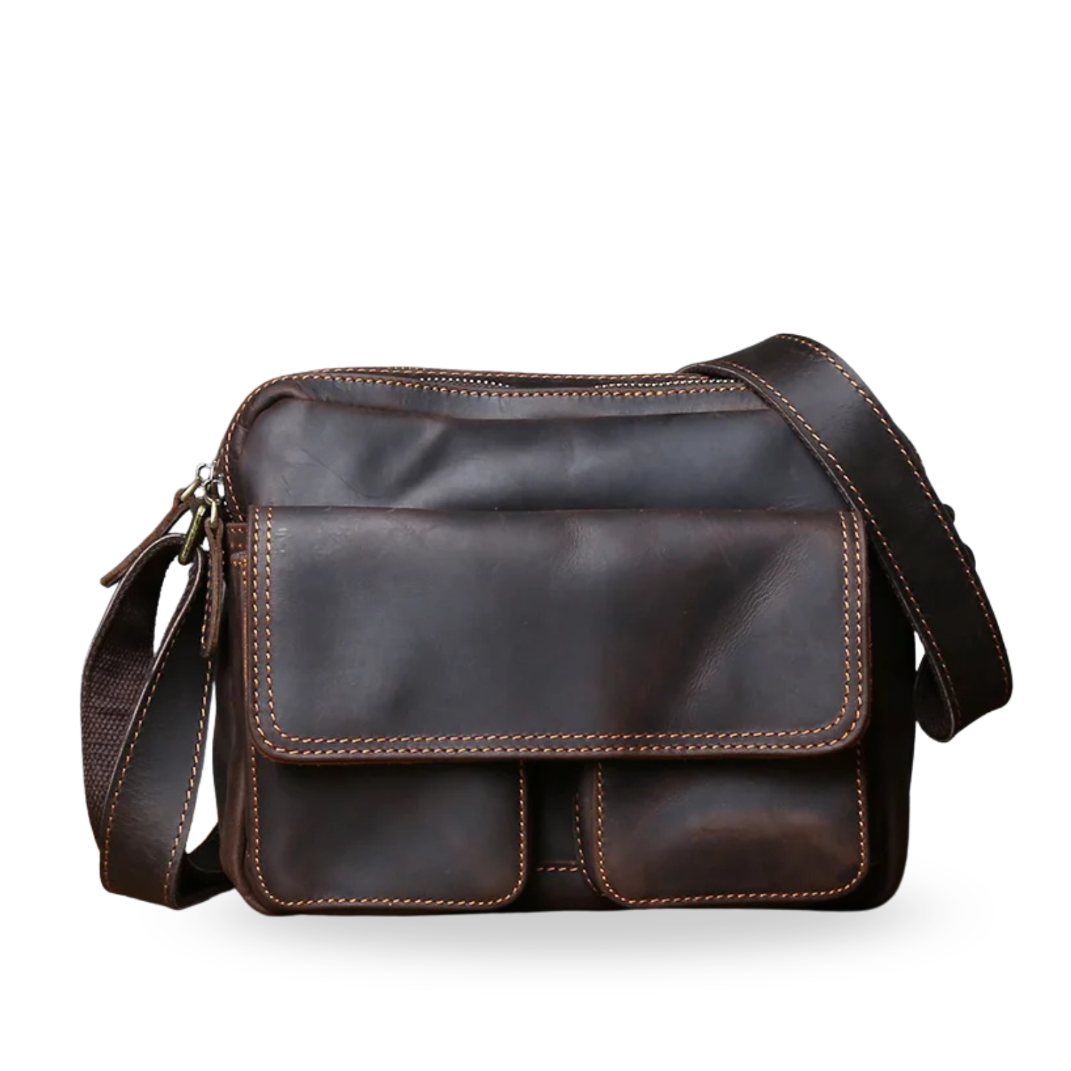 Genuine Leather Men’s Shoulder Bag – Vintage Cowhide Messenger