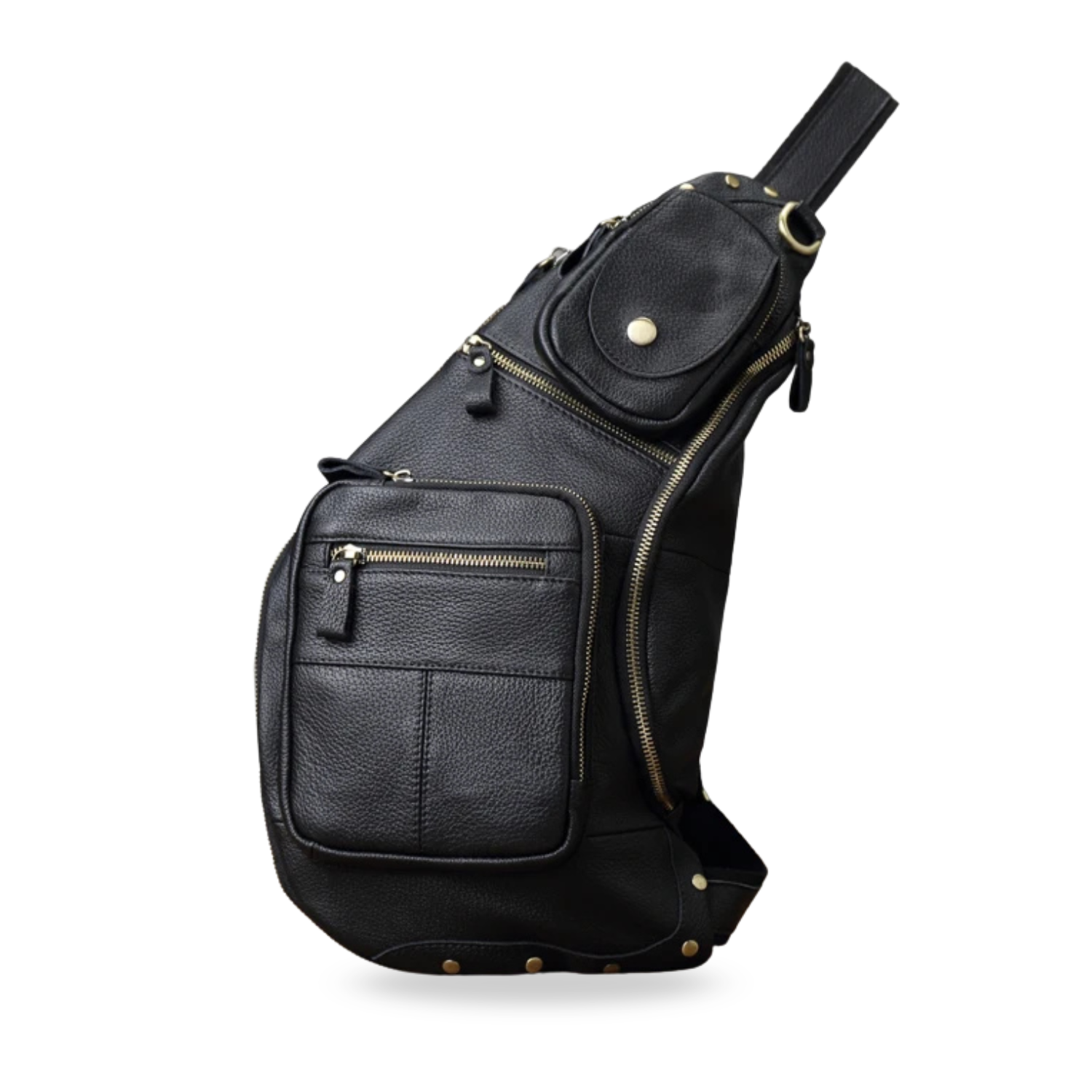 Men’s Genuine Leather Chest Bag – Retro Cowhide Sling Bag