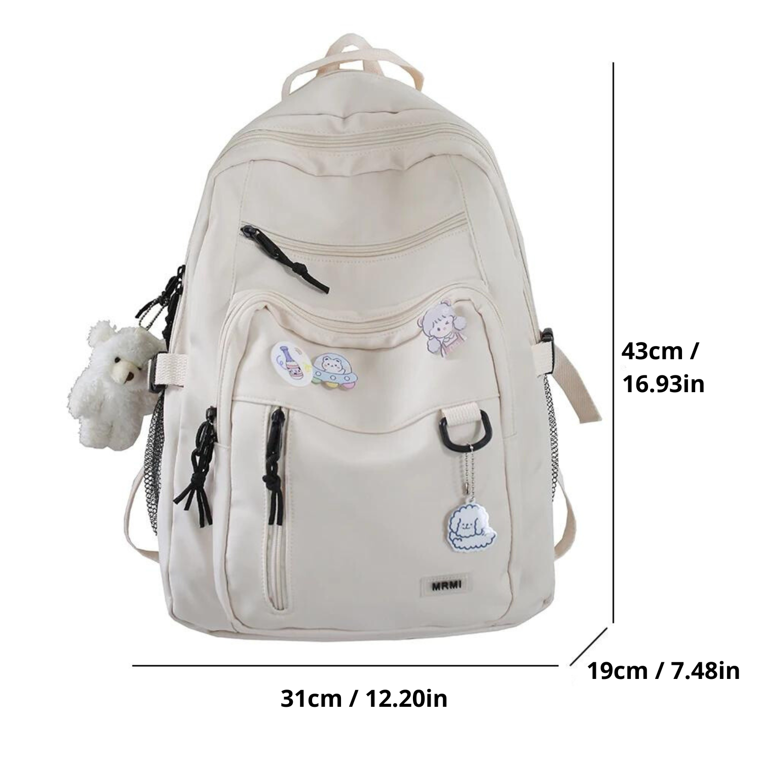 Chic Badge-Accented Backpack for School & Travel