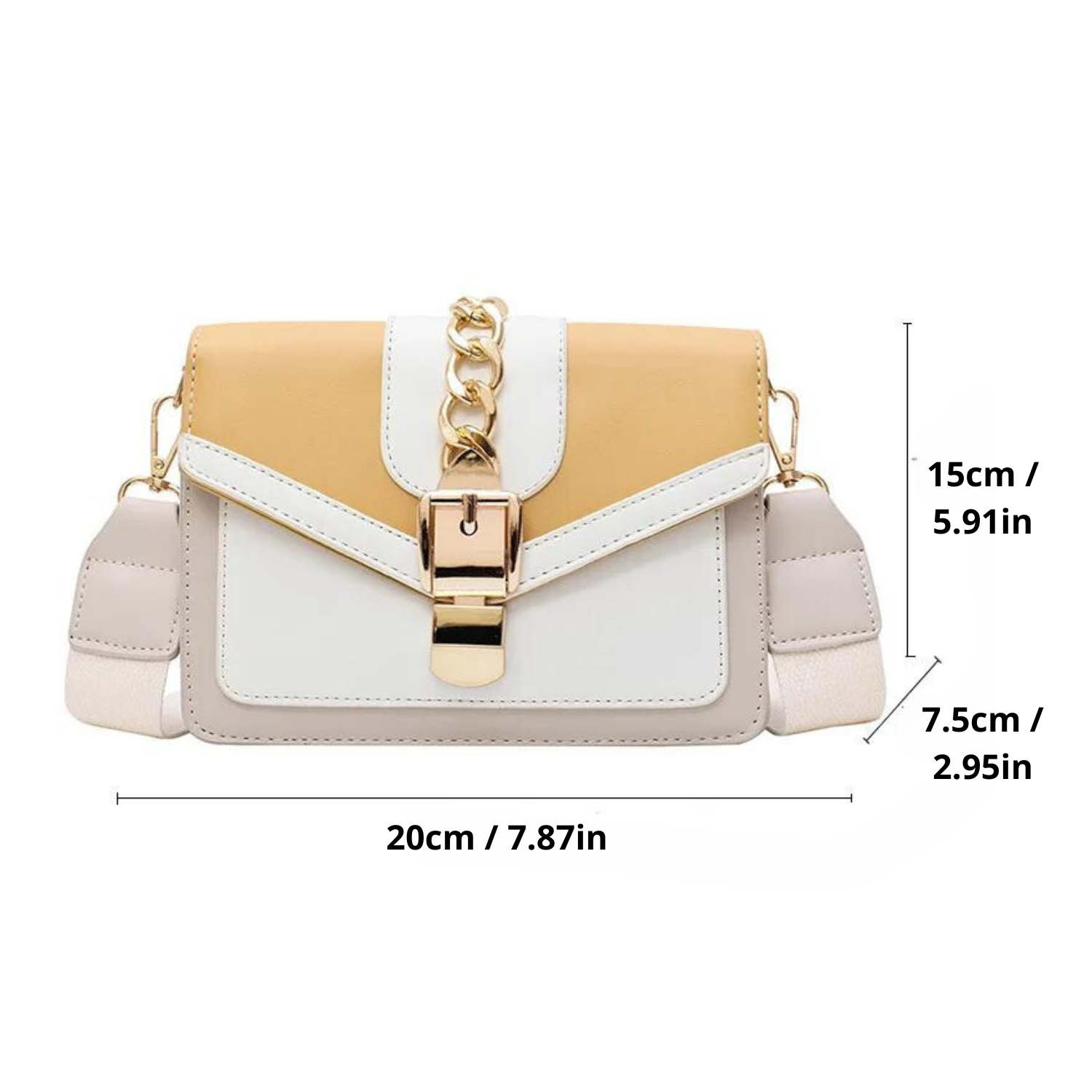 Contemporary Two-Tone Chain Crossbody Bag