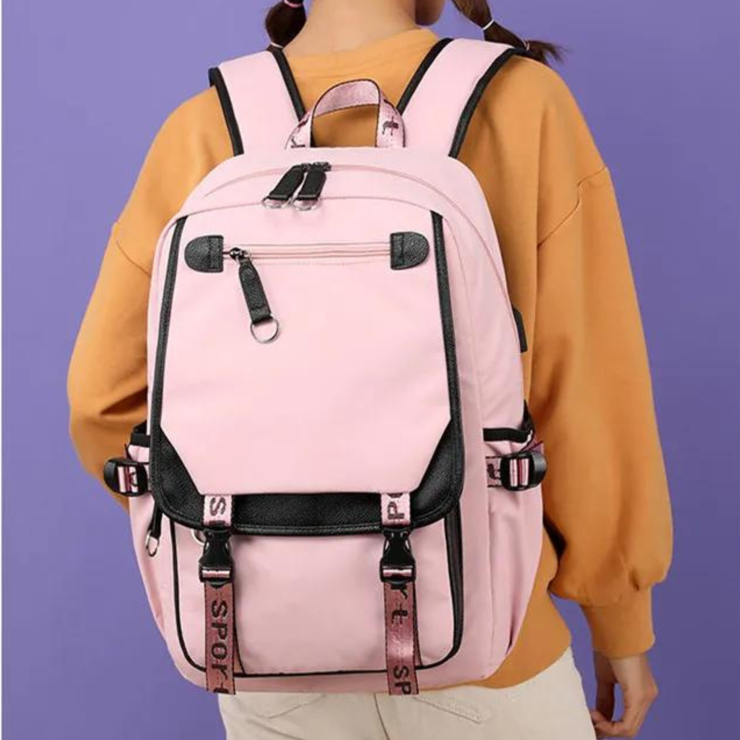 Trendy Teen School Backpack with USB Port