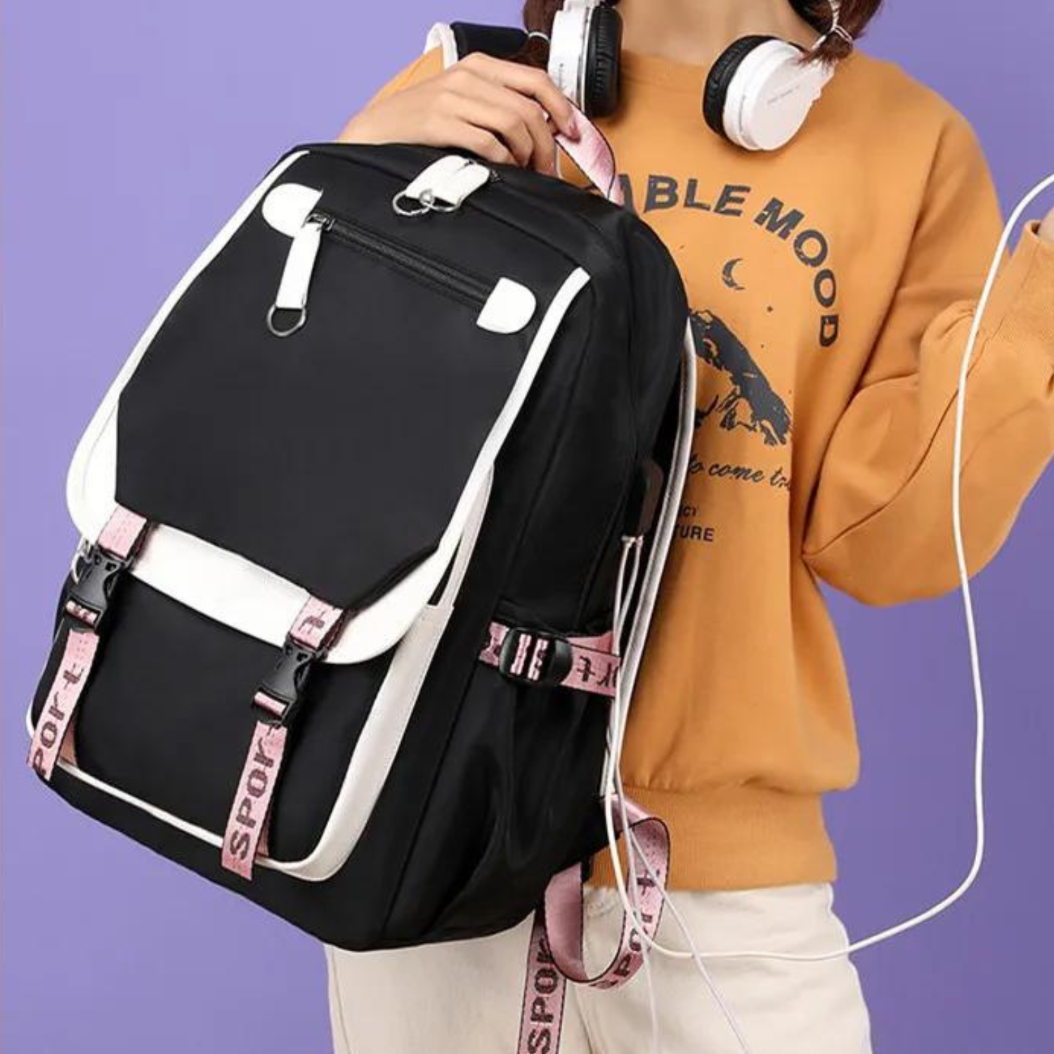 Trendy Teen School Backpack with USB Port