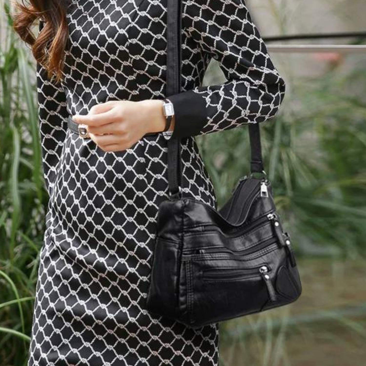 Versatile Pocketed Leather Crossbody Bag