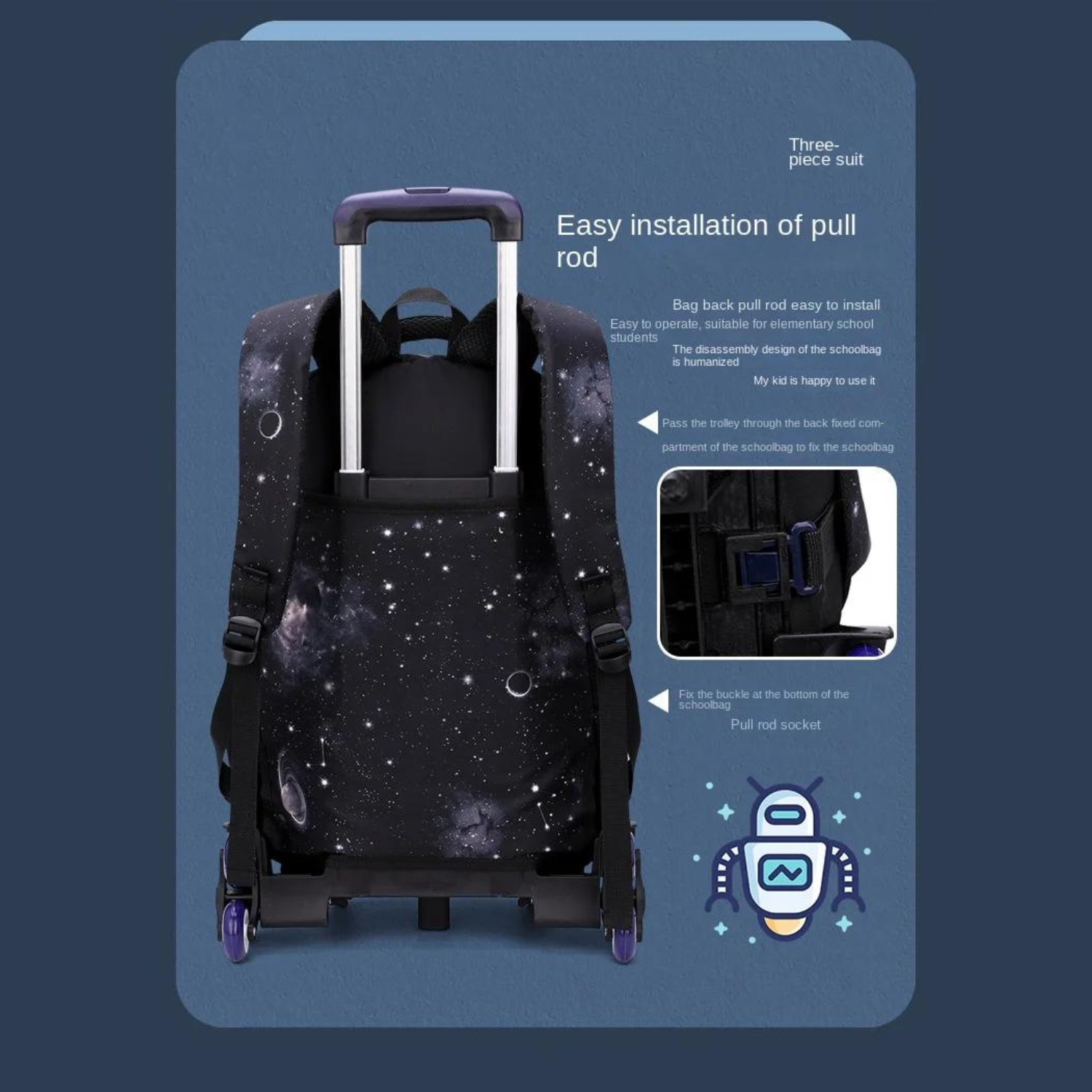 Galactic Trekker Wheeled Backpack Set - Starry Night Edition