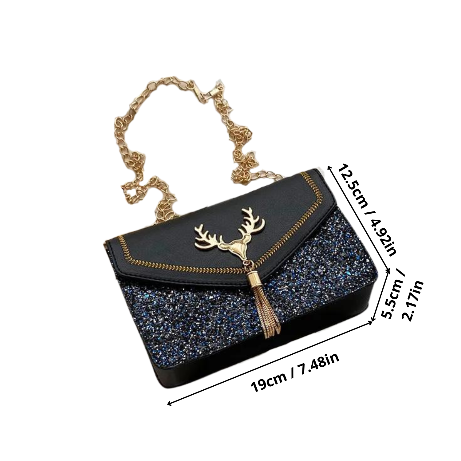 Enchanted Glitter Deer Tassel Crossbody Bag