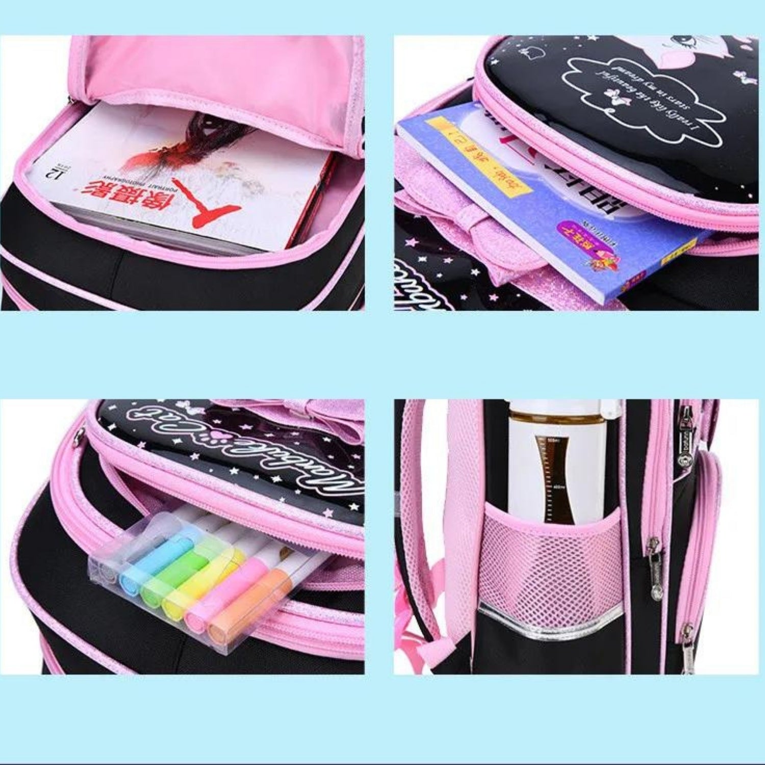 Chic Kitty Orthopaedic School Backpack Set