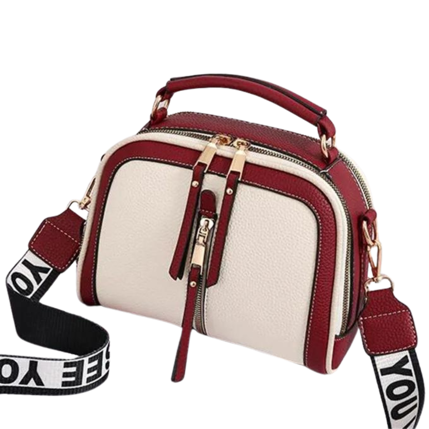 Modern Two-Tone Crossbody Bag with Wide Strap